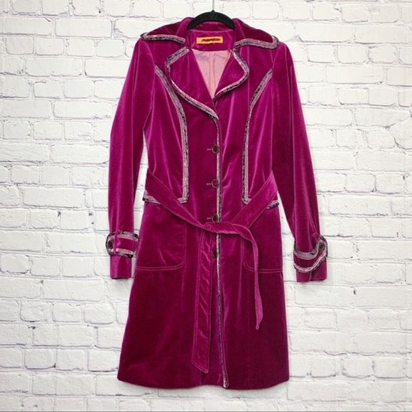 Vintage Jackets & Blazers - Vintage Leslie Fay Velvet Magenta Coat Boho Small